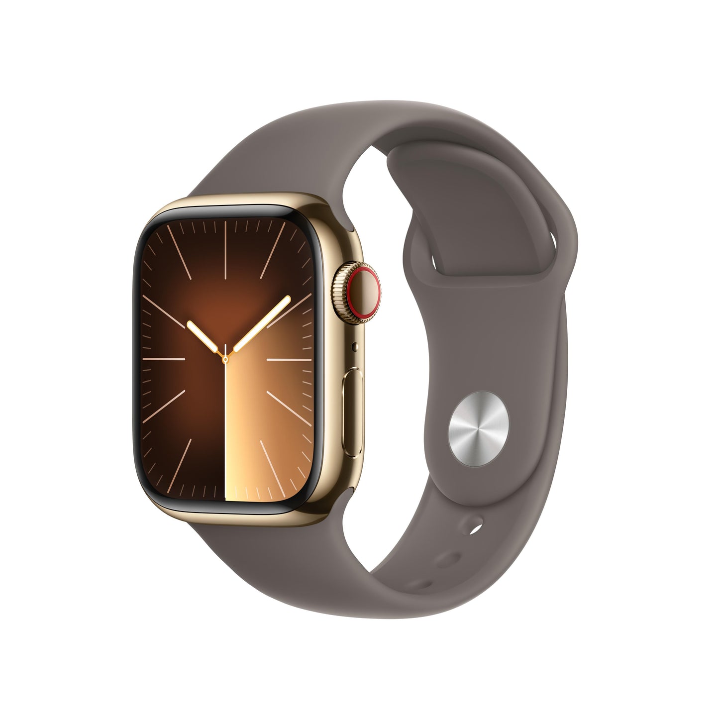 Apple Watch Series 9 GPS + Cellular 41mm Gold Stainless Steel Case with Clay Sport Band - M/L