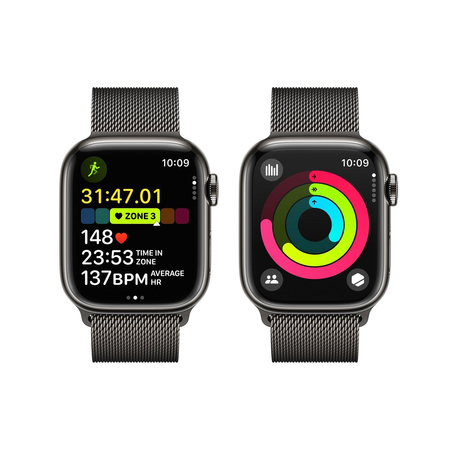 Apple Watch Series 9 GPS + Cellular 41mm Graphite Stainless Steel Case with Graphite Milanese Loop