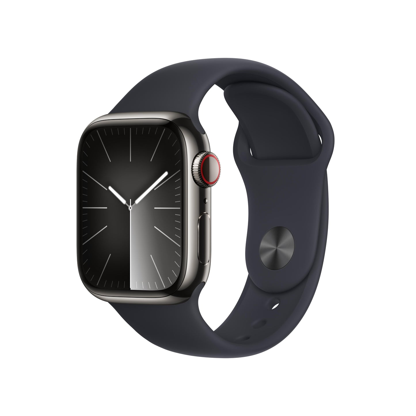 Apple Watch Series 9 GPS + Cellular 41mm Graphite Stainless Steel Case with Midnight Sport Band - S/M