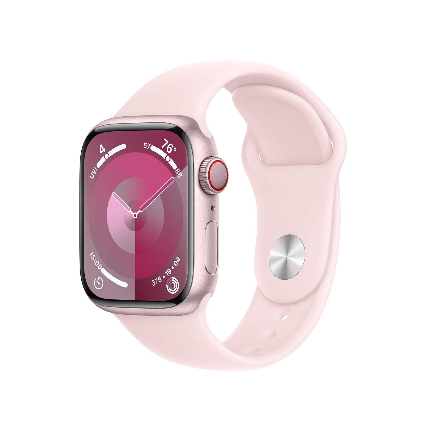 Apple Watch Series 9 GPS + Cellular 41mm Pink Aluminum Case with Light Pink Sport Band - M/L