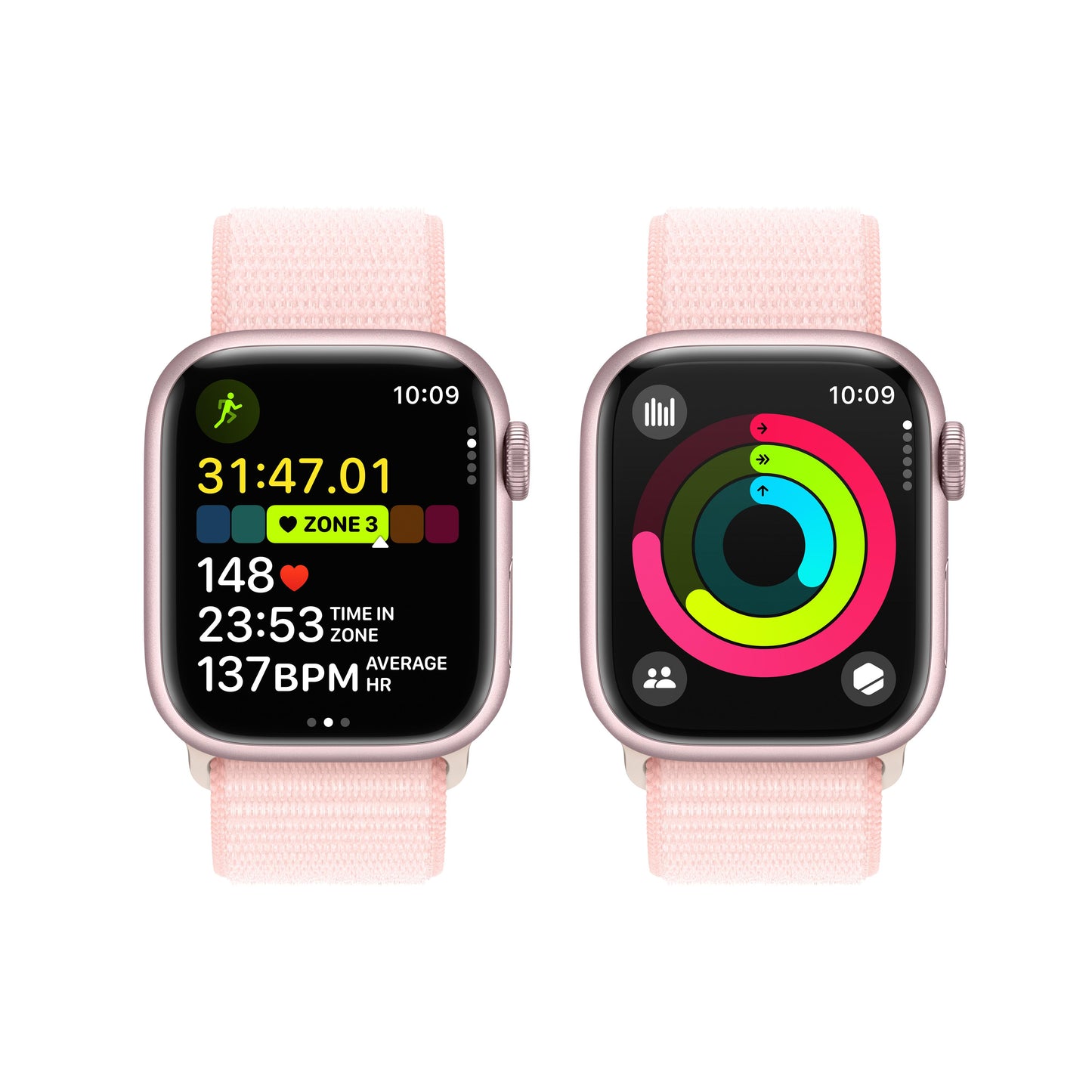 Apple Watch Series 9 GPS + Cellular 41mm Pink Aluminum Case with Light Pink Sport Loop