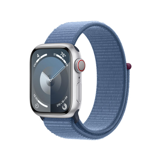 Apple Watch Series 9 GPS + Cellular 41mm Silver Aluminum Case with Winter Blue Sport Loop