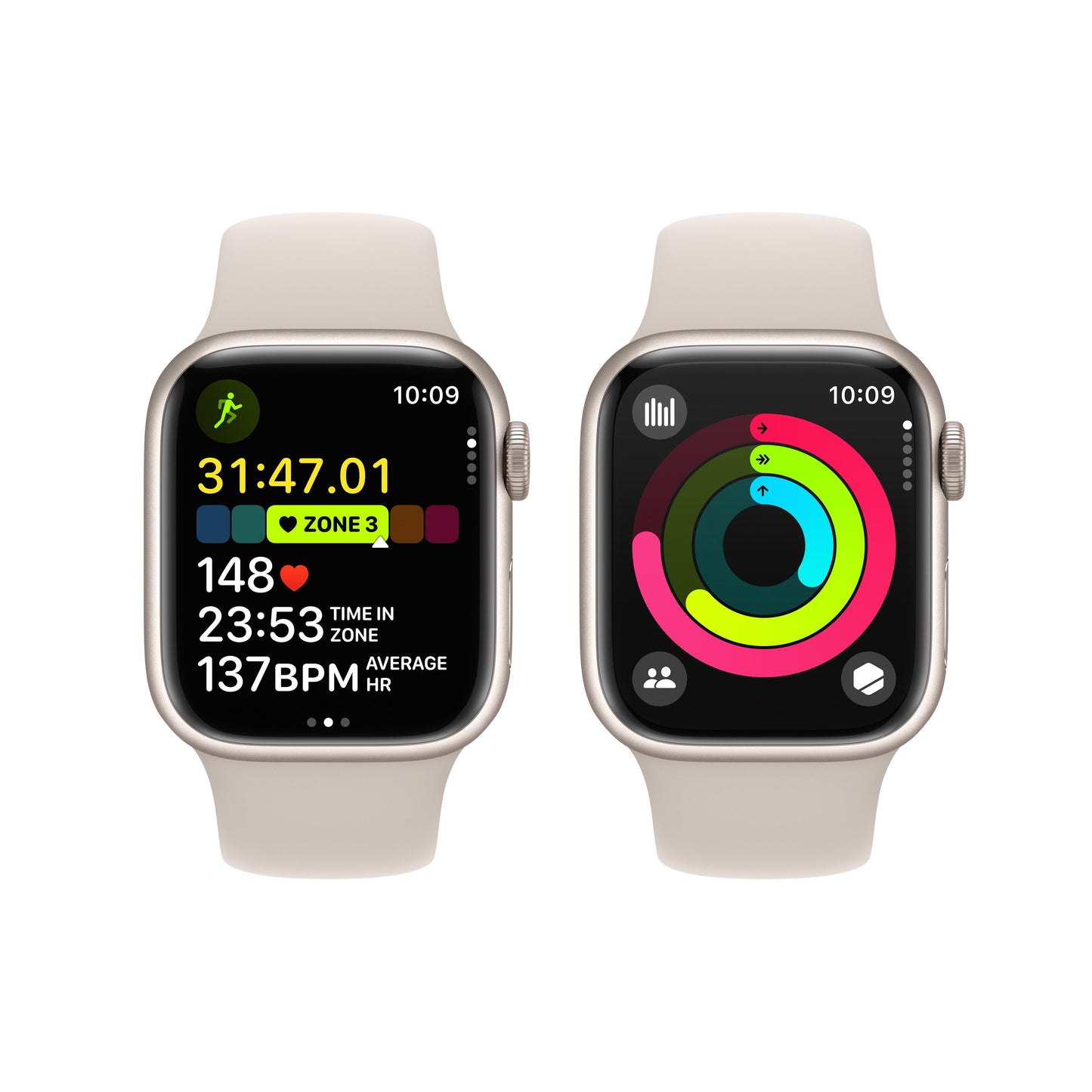 Apple Watch Series 9 GPS + Cellular 41mm Starlight Aluminum Case with Starlight Sport Band - M/L