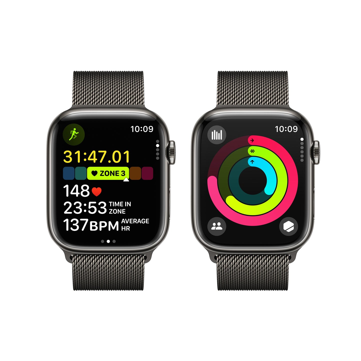 Apple Watch Series 9 GPS + Cellular 45mm Graphite Stainless Steel Case with Graphite Milanese Loop