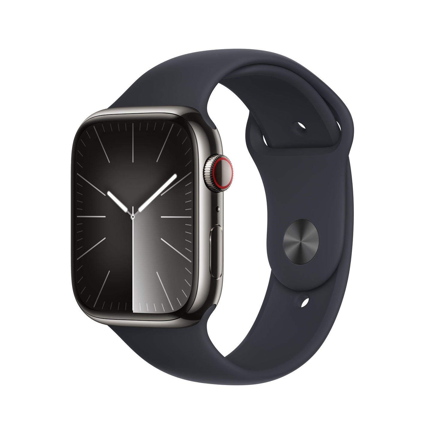 Apple Watch Series 9 GPS + Cellular 45mm Graphite Stainless Steel Case with Midnight Sport Band - S/M