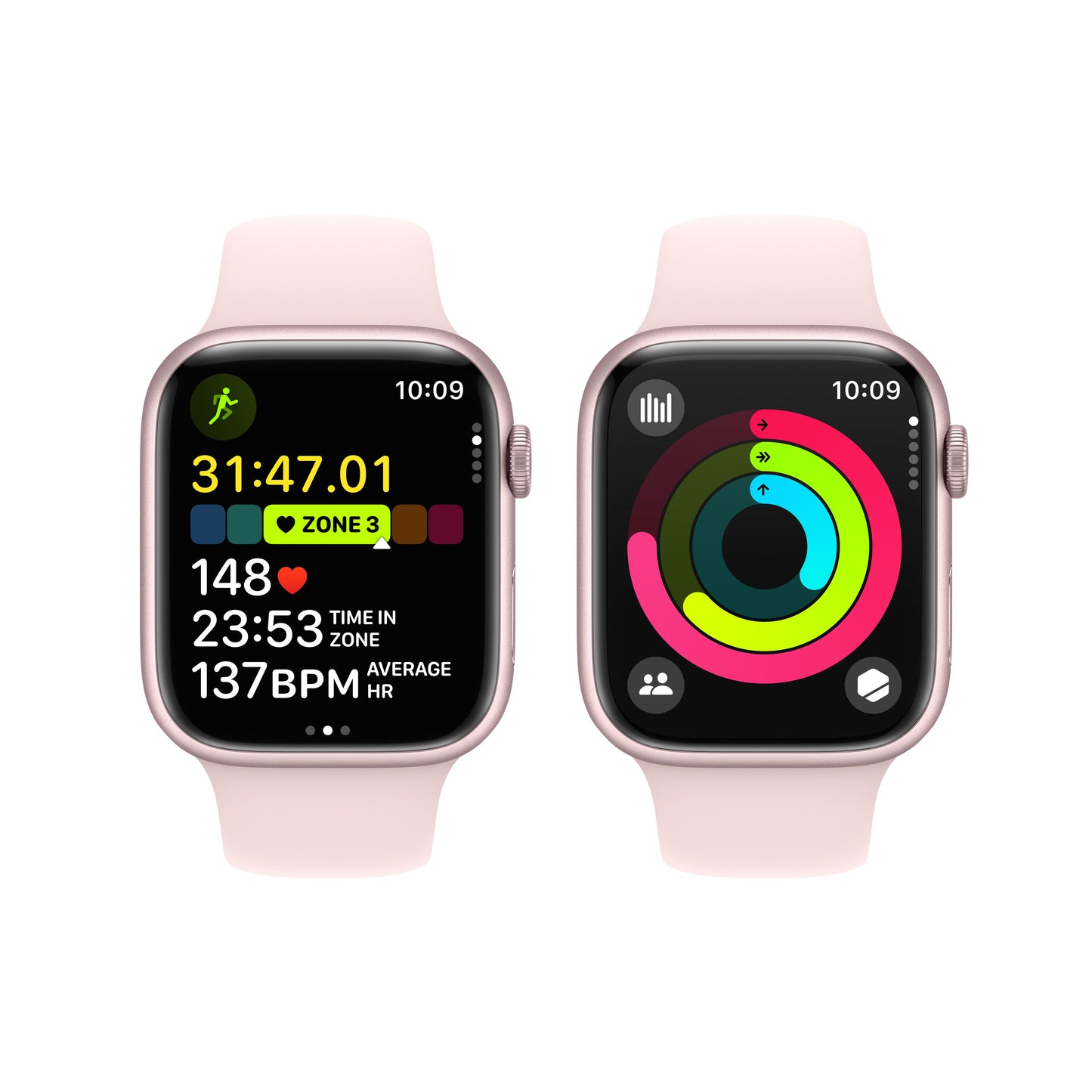 Apple Watch Series 9 GPS + Cellular 45mm Pink Aluminum Case with Light Pink Sport Band - S/M