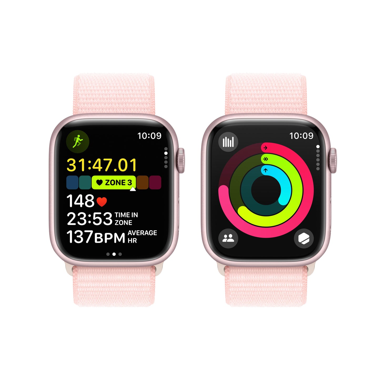 Apple Watch Series 9 GPS + Cellular 45mm Pink Aluminum Case with Light Pink Sport Loop