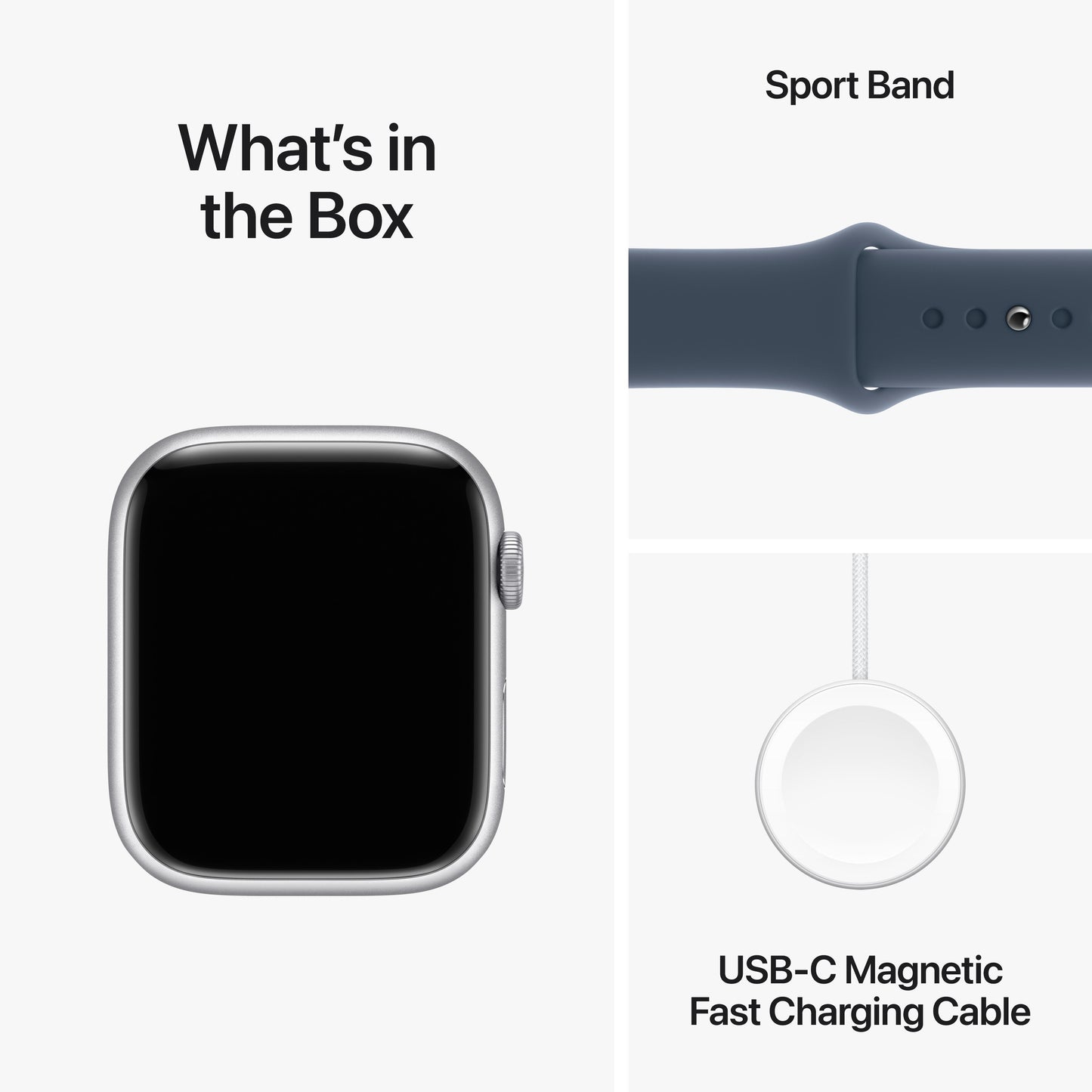 Apple Watch Series 9 GPS + Cellular 45mm Silver Aluminum Case with Storm Blue Sport Band - S/M