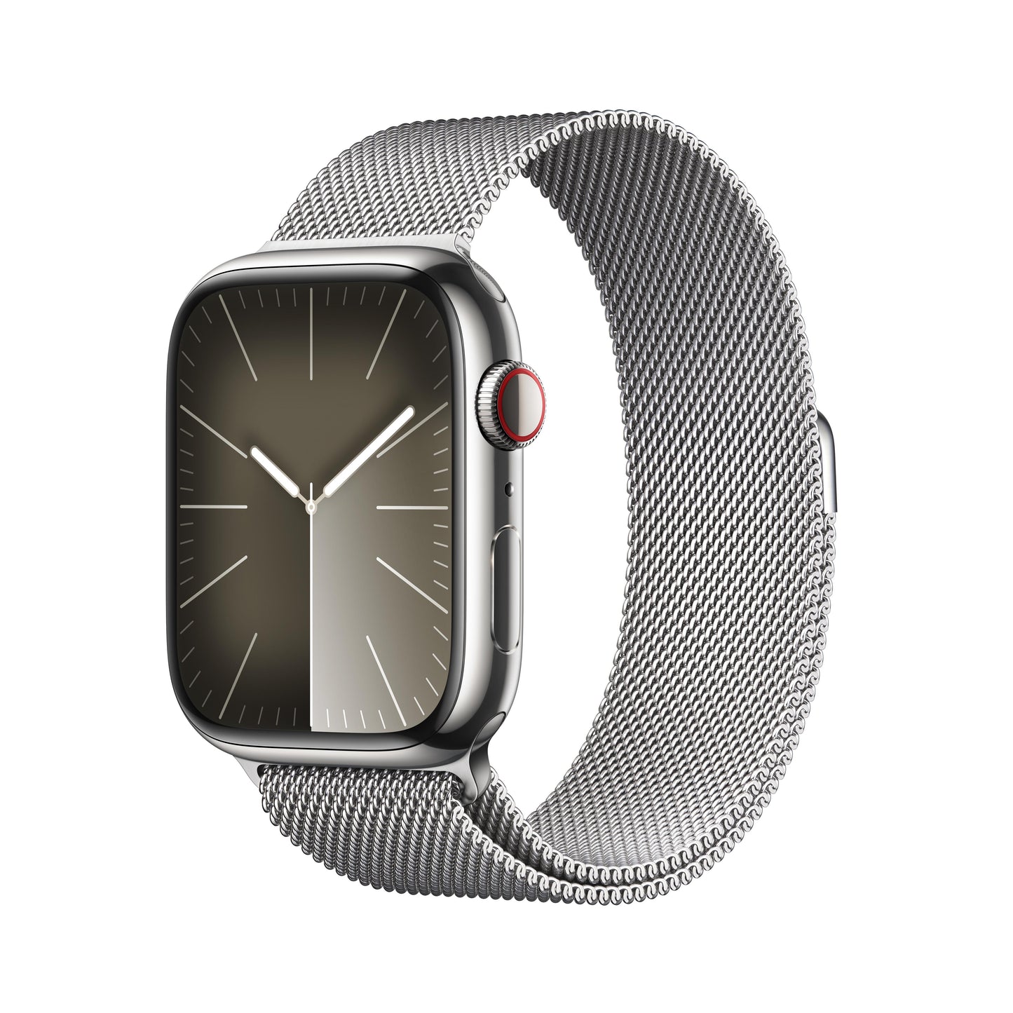 Apple Watch Series 9 GPS + Cellular 45mm Silver Stainless Steel Case with Silver Milanese Loop