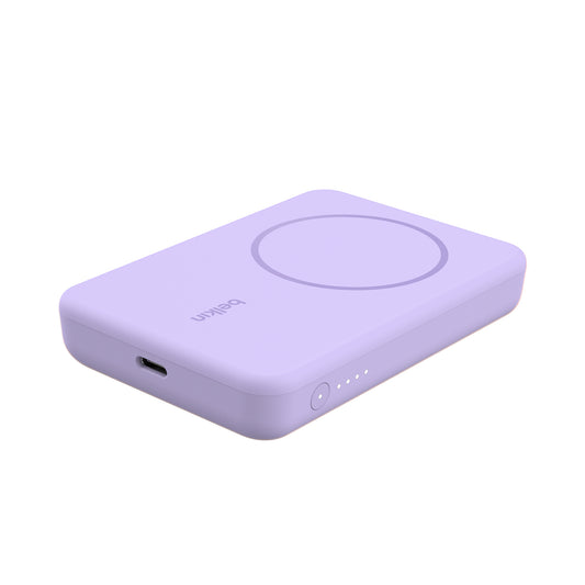 BELKIN BoostCharge Magnetic Wireless Power Bank 5K + Stand - Purple