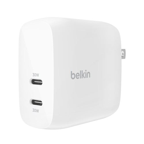 BELKIN BoostCharge Pro Dual USB-C Wall Charger with PD PPS 60W - White