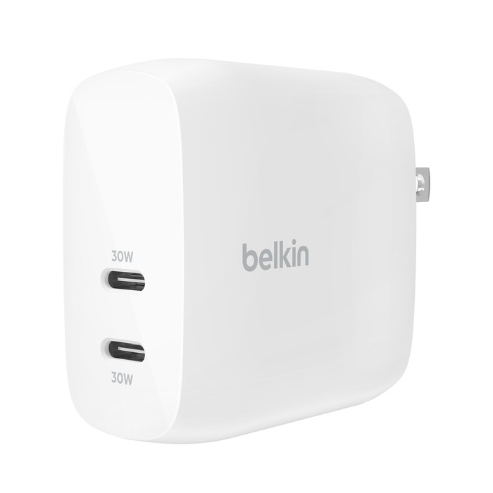 BELKIN BoostCharge Pro Dual USB-C Wall Charger with PD PPS 60W - White