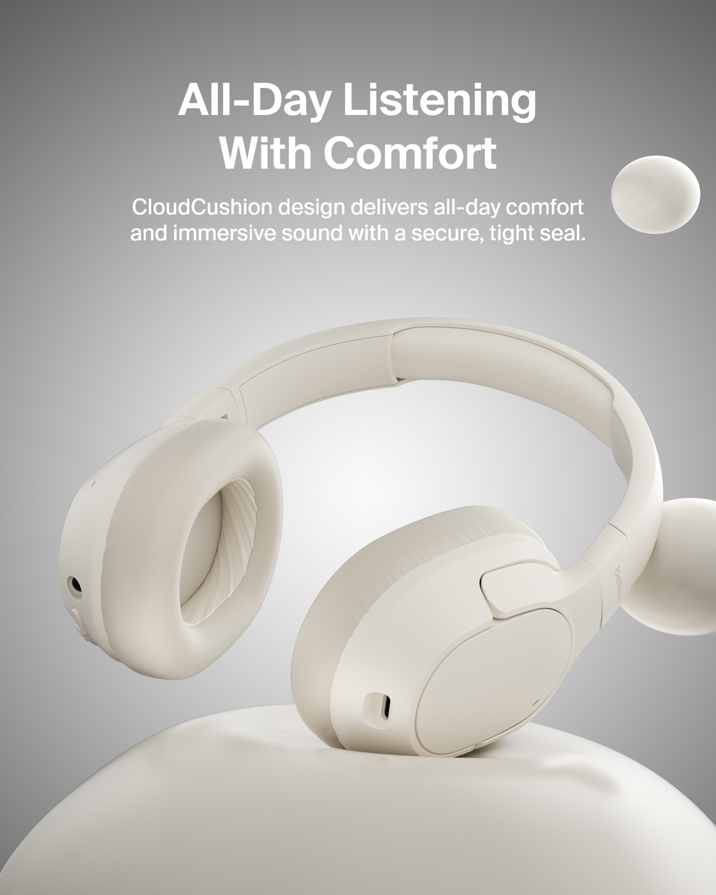 BELKIN Soundform Isolate Noise Cancelling Headphones - Sand