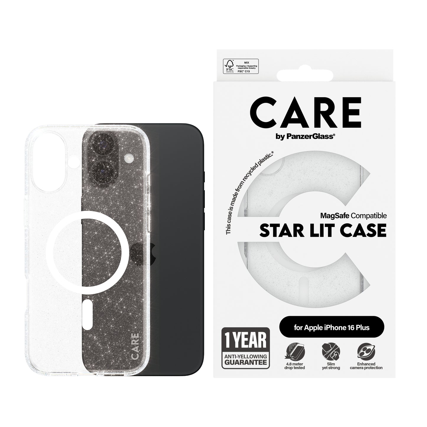 CARE BY PANZERGLASS Flagship Crystal Hard MagSafe Case for iPhone 16 Plus - Starlit