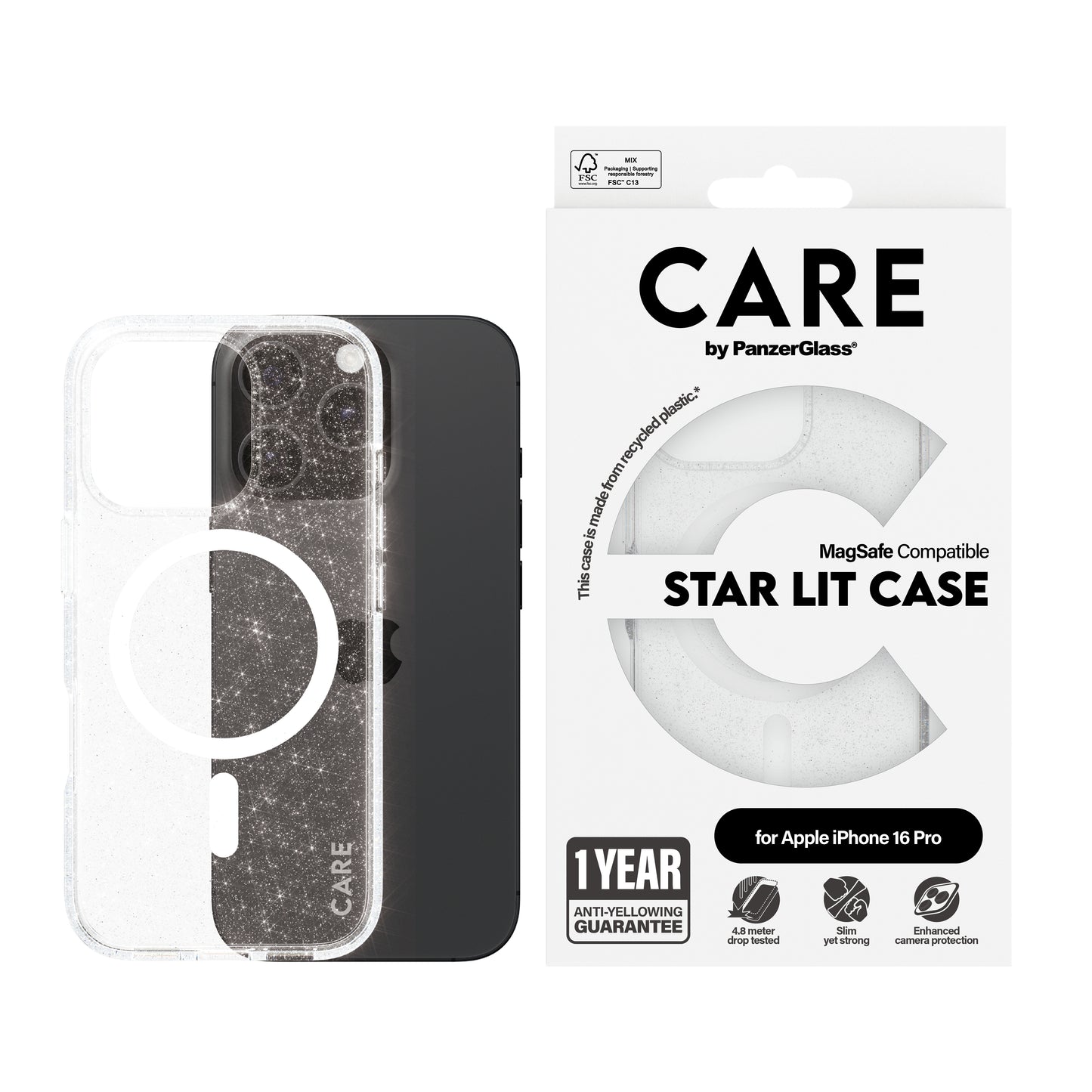 CARE BY PANZERGLASS Flagship Crystal Hard MagSafe Case for iPhone 16 Pro - Starlit