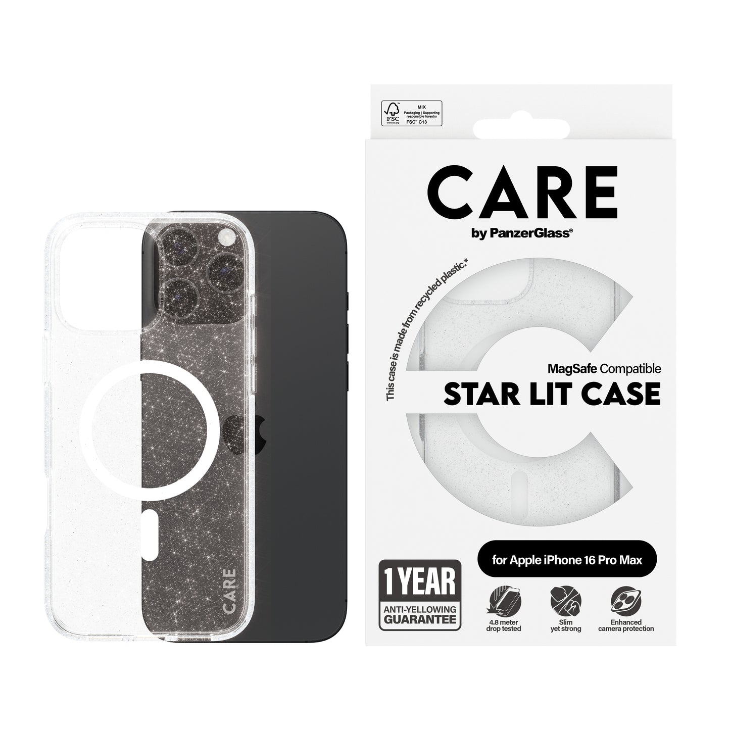 CARE BY PANZERGLASS Flagship Crystal Hard MagSafe Case for iPhone 16 Pro Max - Starlit