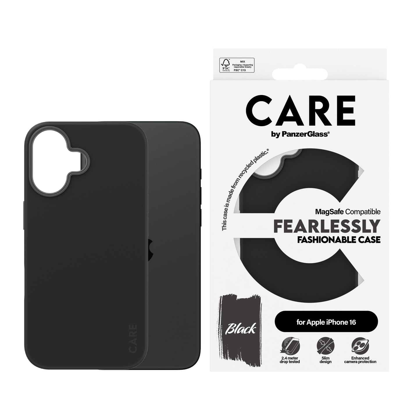 CARE BY PANZERGLASS Fashion Hard MagSafe Case for iPhone 16 - Black