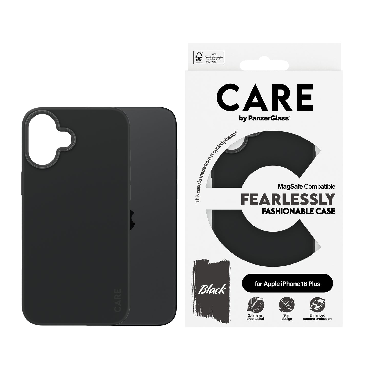 CARE BY PANZERGLASS Fashion Hard MagSafe Case for iPhone 16 Plus - Black