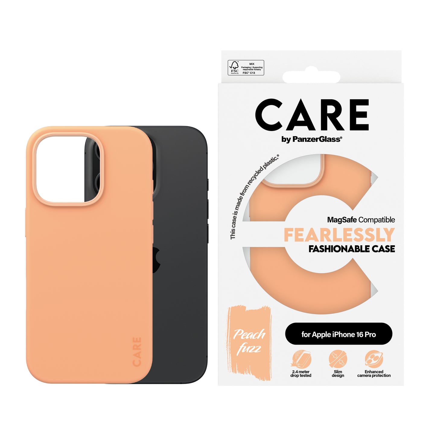 CARE BY PANZERGLASS Fashion Hard MagSafe Case for iPhone 16 Pro - Peachy