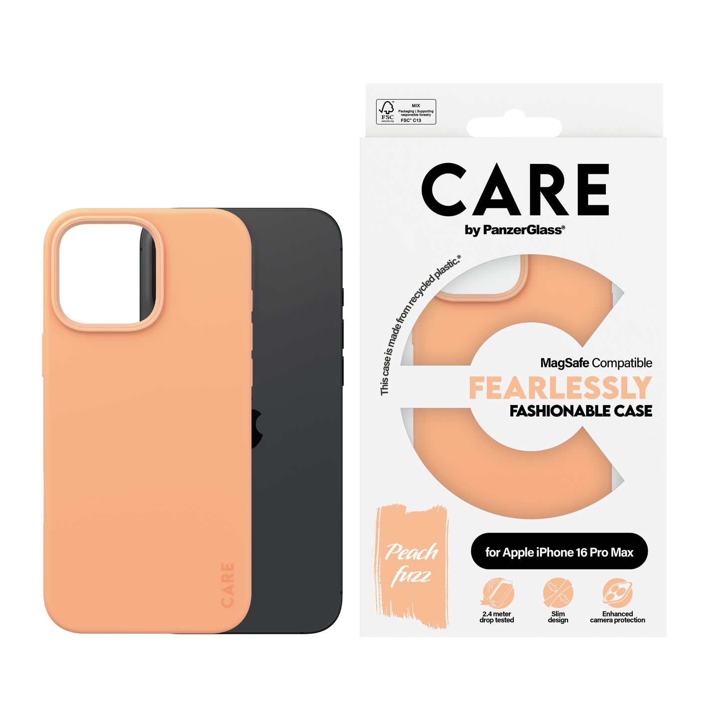 CARE BY PANZERGLASS Fashion Hard MagSafe Case for iPhone 16 Pro Max - Peachy