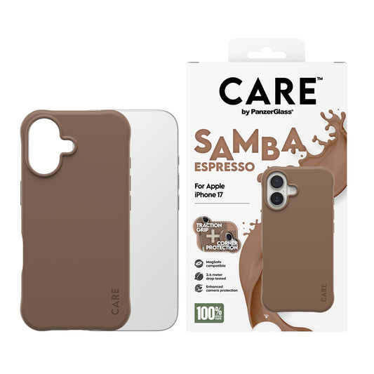 CARE BY PANZERGLASS Fashionable Samba MagSafe Case for iPhone 17 - Espresso