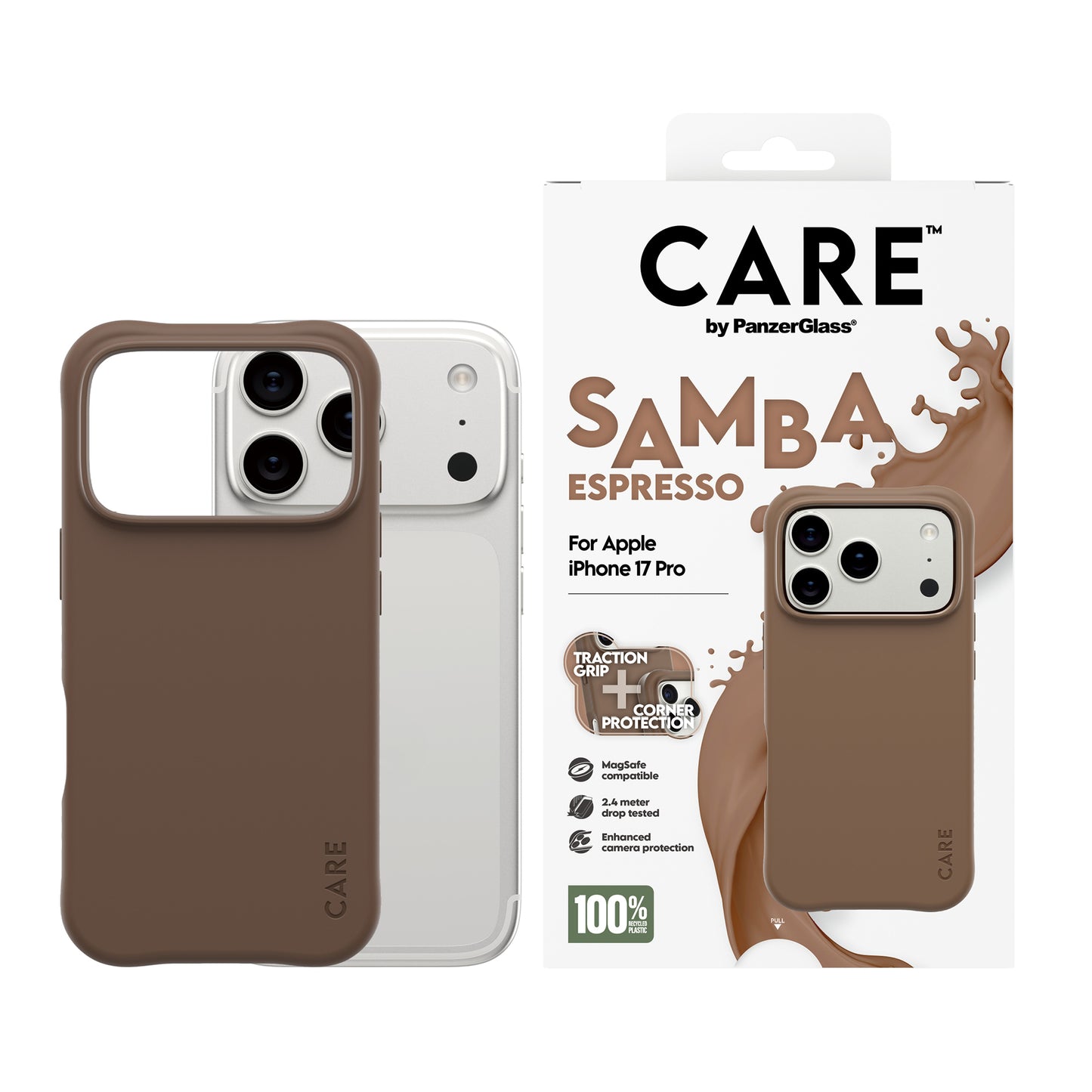 CARE BY PANZERGLASS Fashionable Samba MagSafe Case for iPhone 17 Pro - Espresso