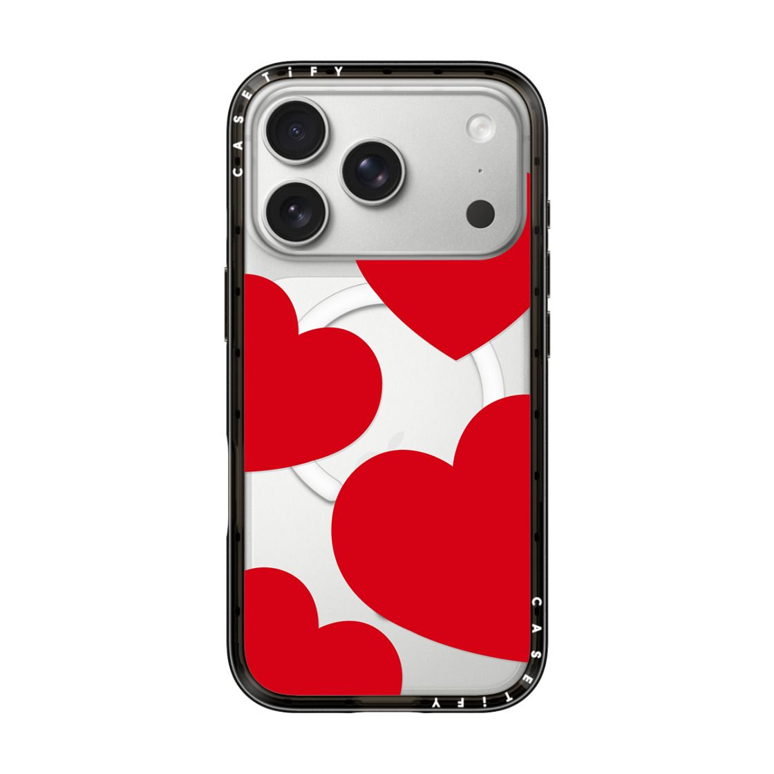 CASETIFY Compact MagSafe Case for iPhone 17 Pro - Red Hearts Extravaganza