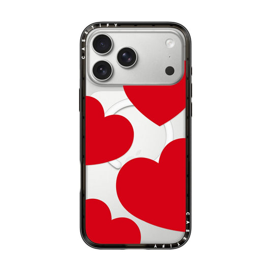 CASETIFY Compact MagSafe Case for iPhone 17 Pro Max - Red Hearts Extravaganza