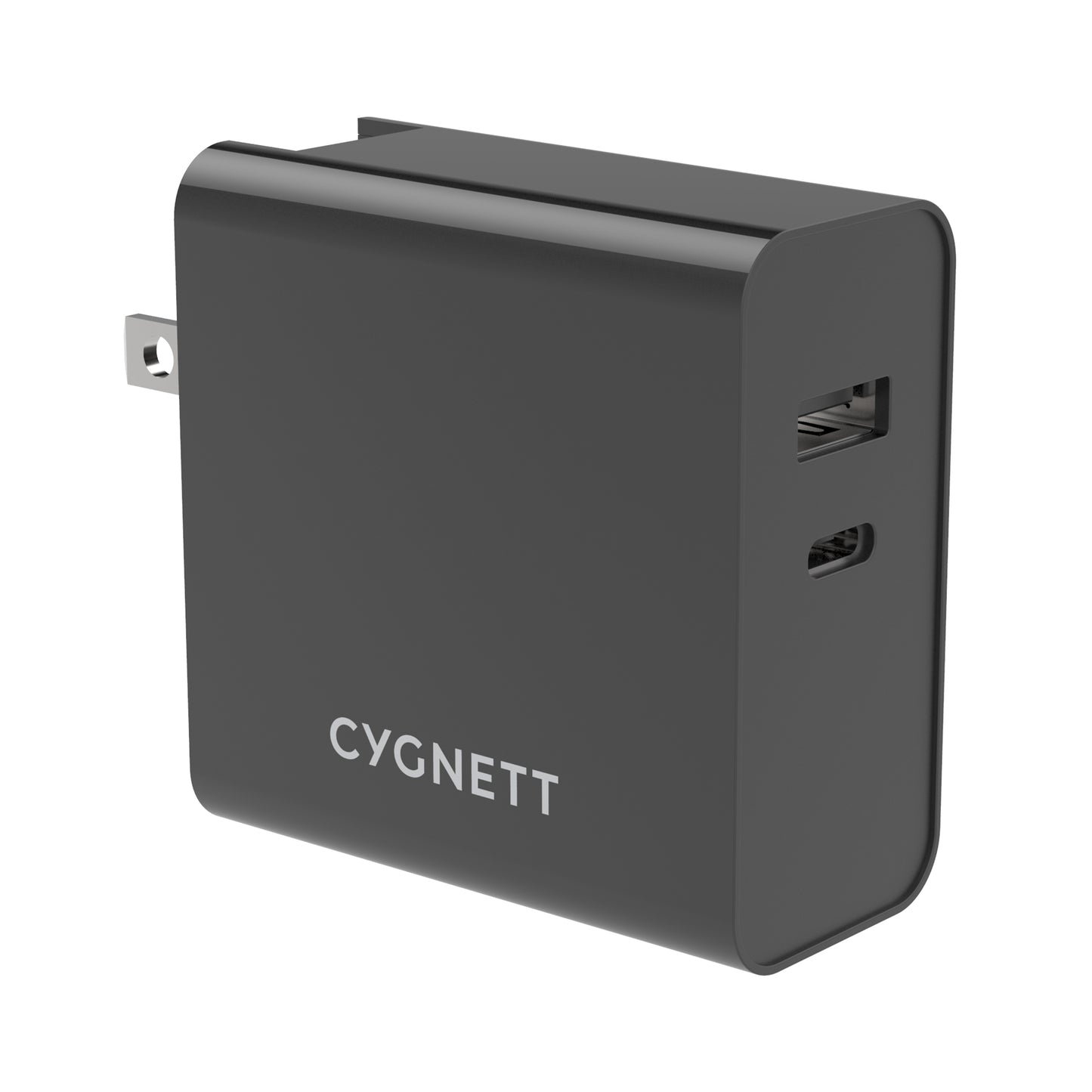 CYGNETT PowerPlus Dual Port 60W PD Wall Charger w/ travel adapters + USB- C to C Cable - Black