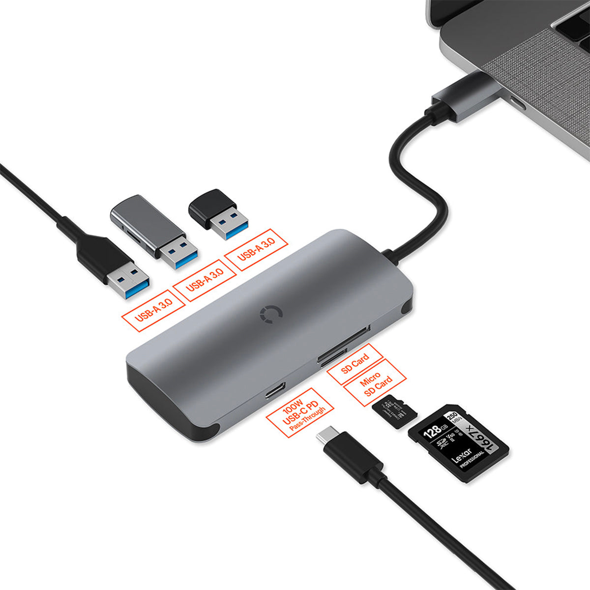 CYGNETT SlimMate USB C 6-in-1 Hub - Space Gray