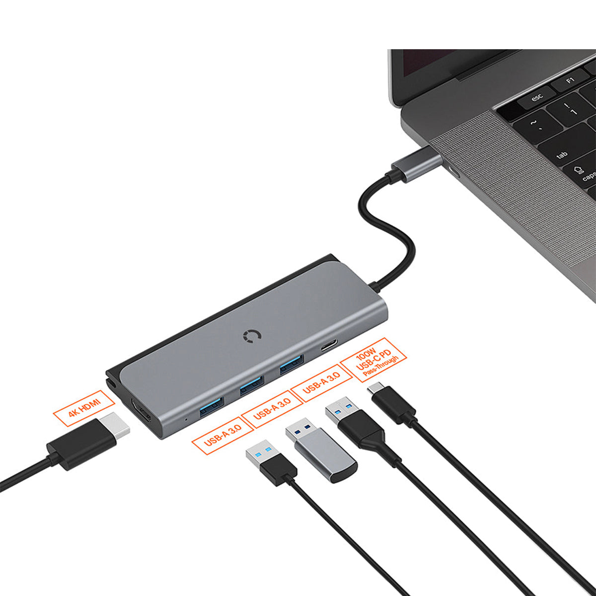 CYGNETT TravelMate USB C 5-in-1 Hub - Space Gray