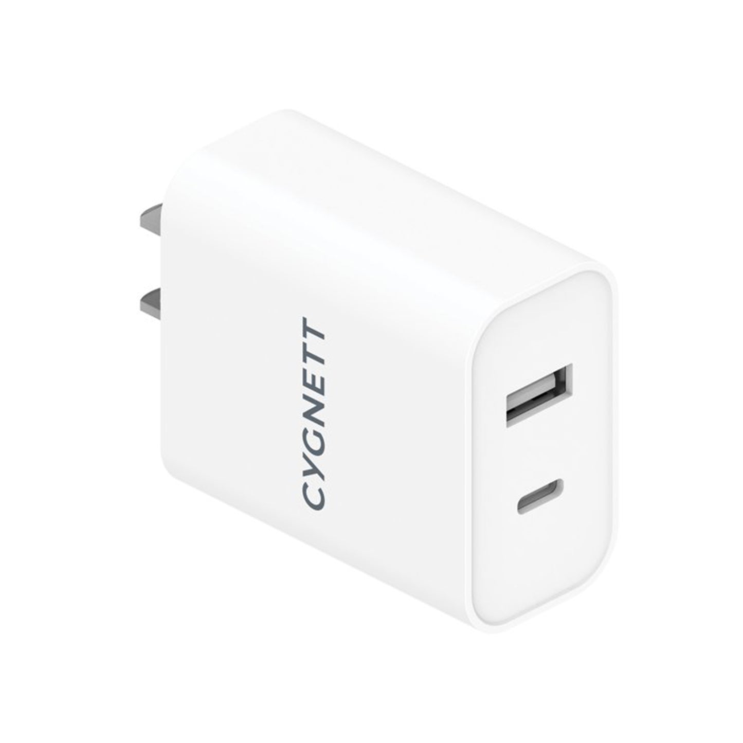 CYGNETT PowerPlus 38W Dual Port (20W USB-C + 18W USB-A) Wall Charger - White