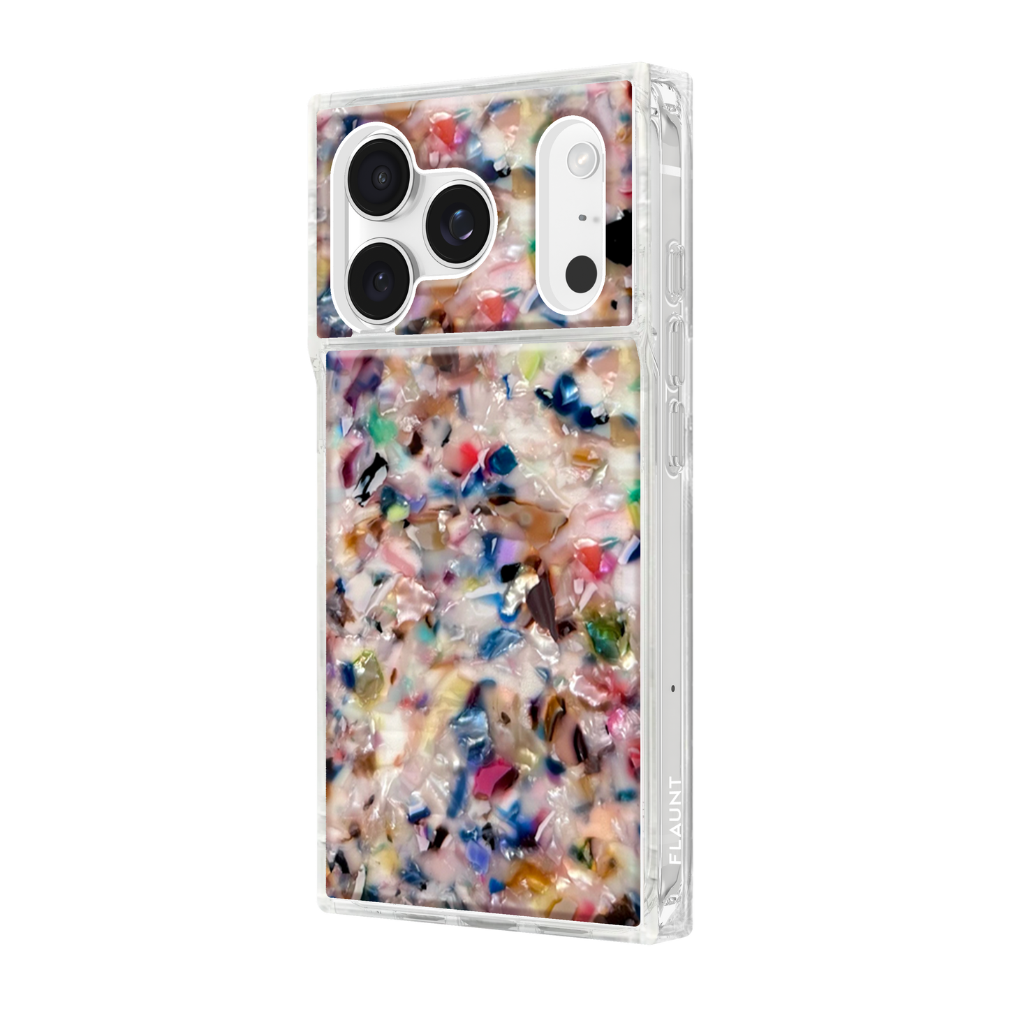 FLAUNT Square Printed MagSafe Case for iPhone 17 Pro - Rainbow Confetti Tortoise Shell