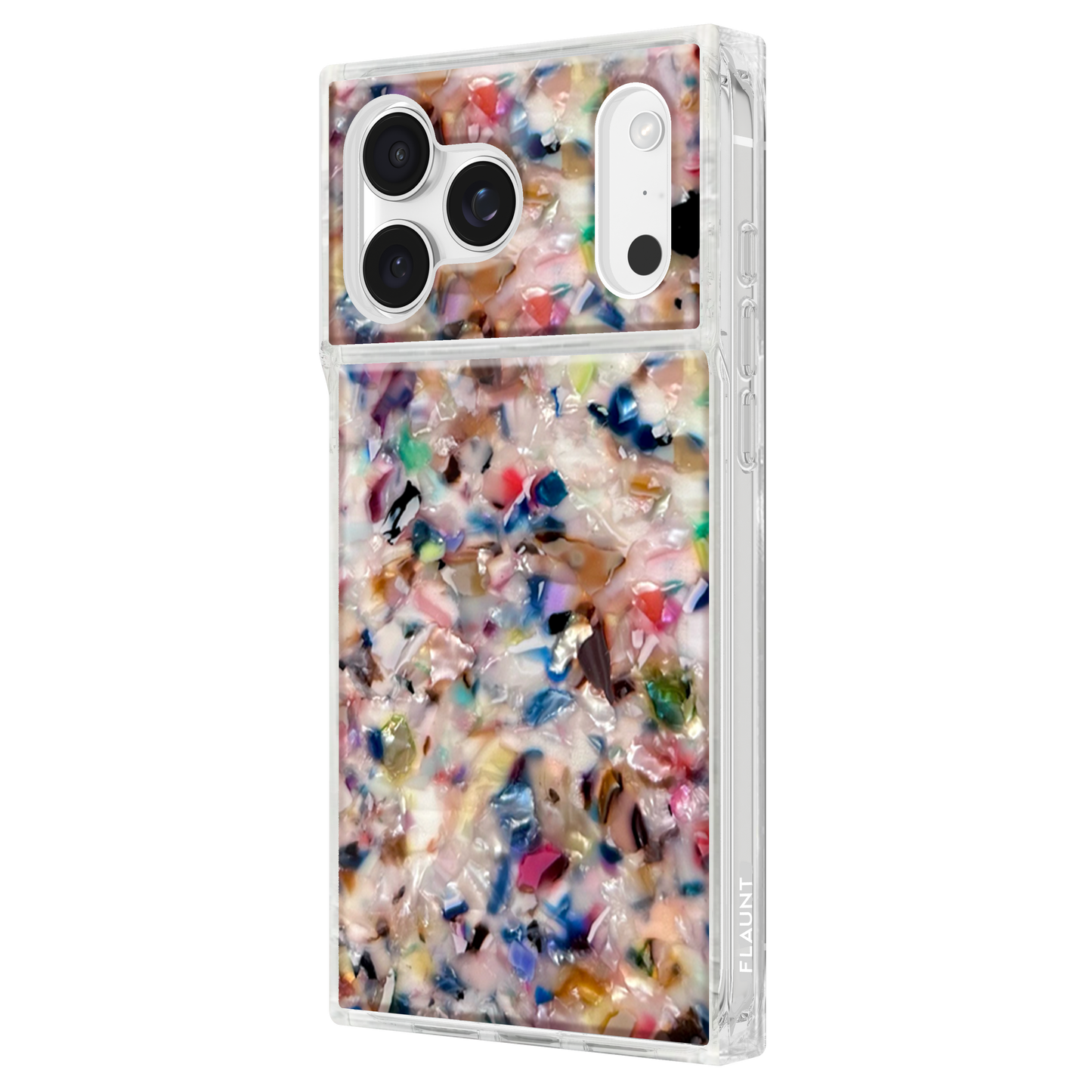 FLAUNT Square Printed MagSafe Case for iPhone 17 Pro Max - Rainbow Confetti Tortoise Shell