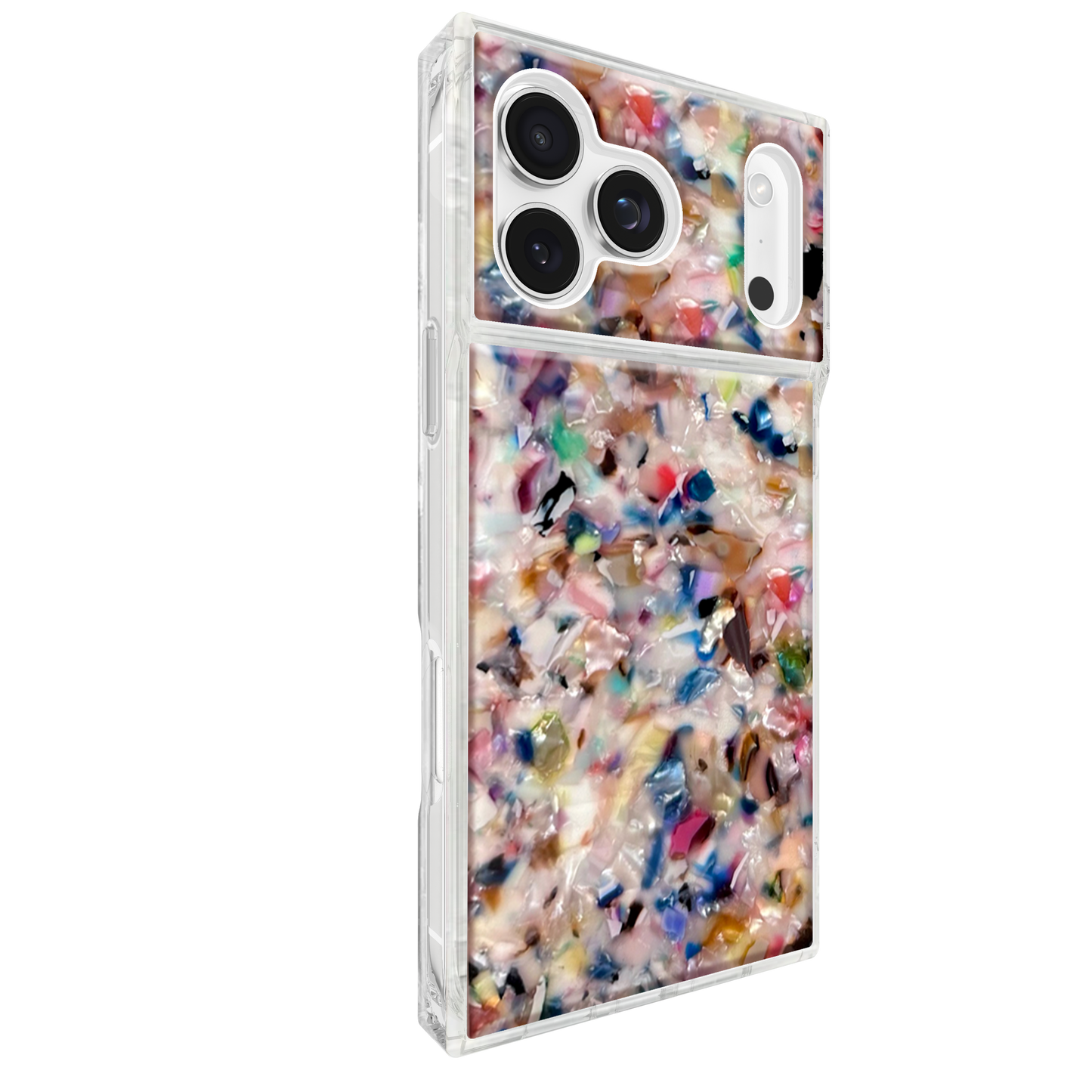 FLAUNT Square Printed MagSafe Case for iPhone 17 Pro Max - Rainbow Confetti Tortoise Shell