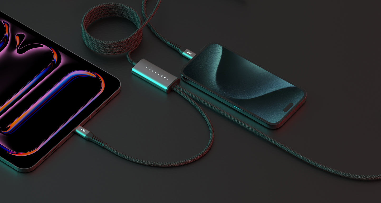 FEELTEK Gemini USB C to Dual C Splitter Charge Cable 100W 1.5m