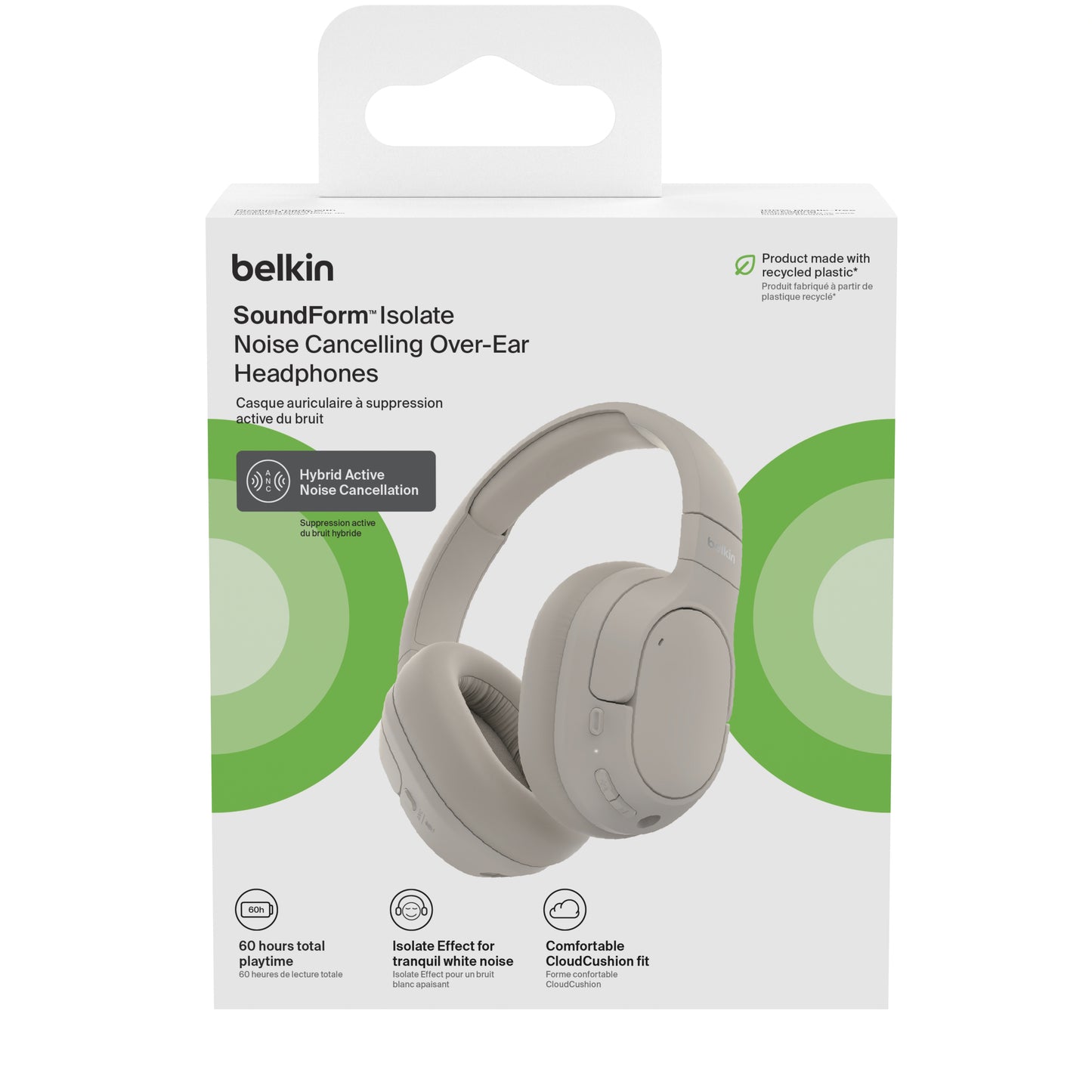BELKIN Soundform Isolate Noise Cancelling Headphones - Sand
