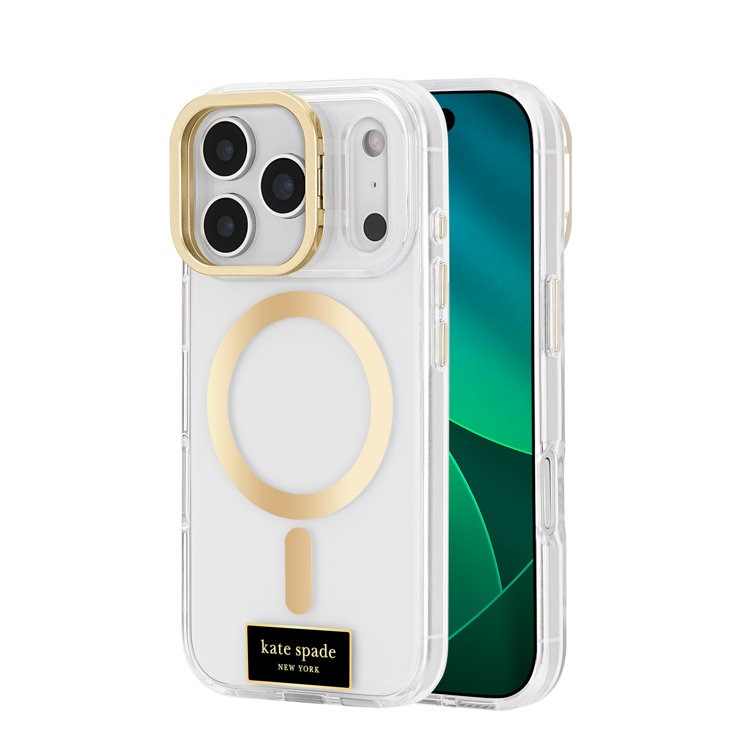 KATE SPADE Icon with Stand MagSafe Case for iPhone 17 Pro - Clear/Gold
