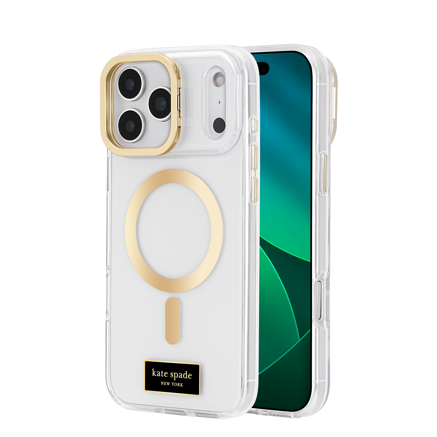 KATE SPADE Icon with Stand MagSafe Case for iPhone 17 Pro Max - Clear/Gold