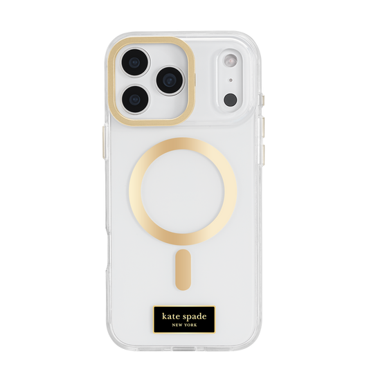 KATE SPADE Icon with Stand MagSafe Case for iPhone 17 Pro Max - Clear/Gold