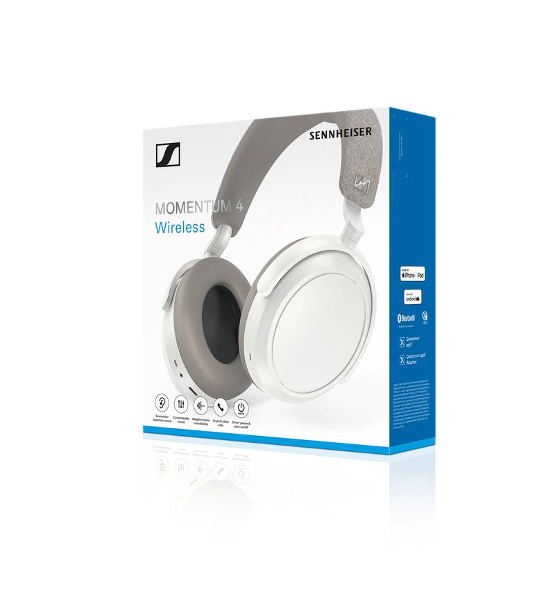 SENNHEISER Momentum 4 Wireless Adaptive Noise Cancelling Over-Ear Headphones - White