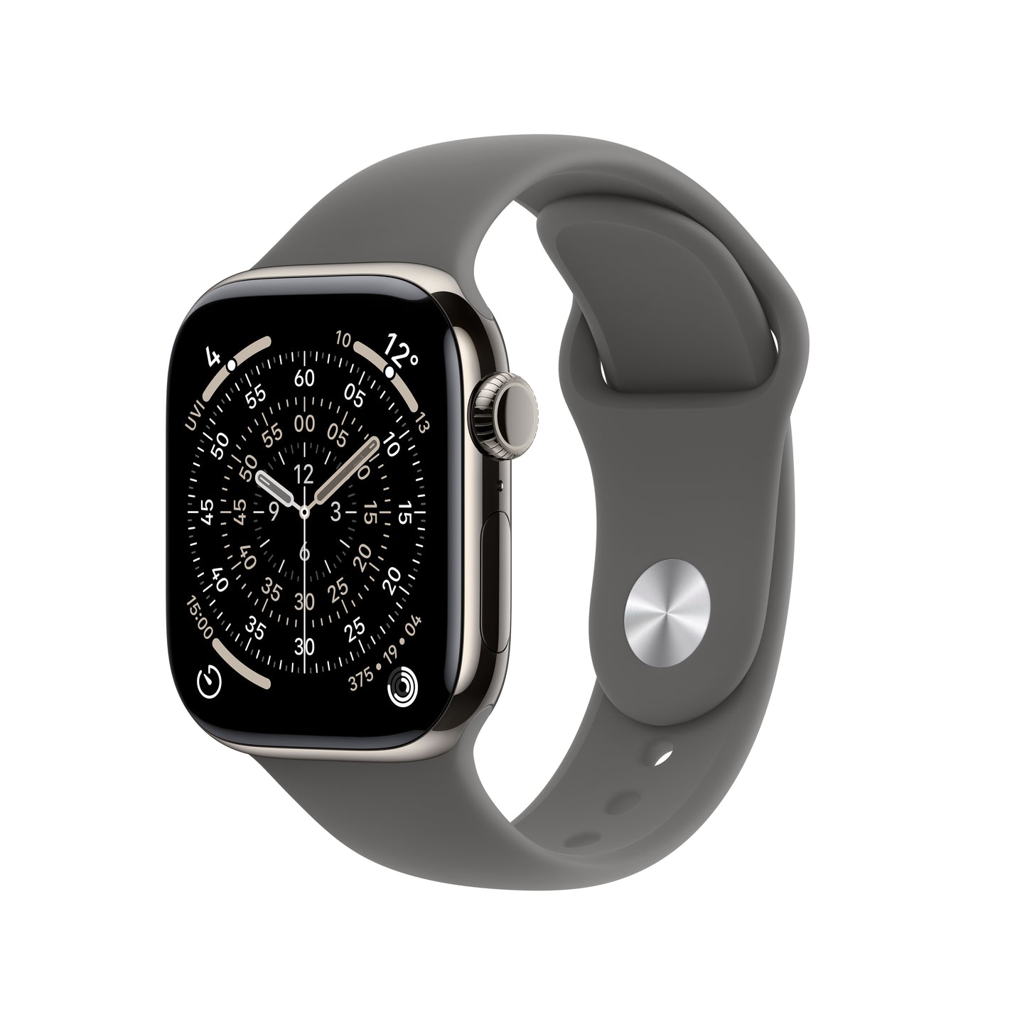 Apple Watch Series 11 GPS + Cellular 42mm Natural Titanium Case with Stone Grey Sport Band - M/L