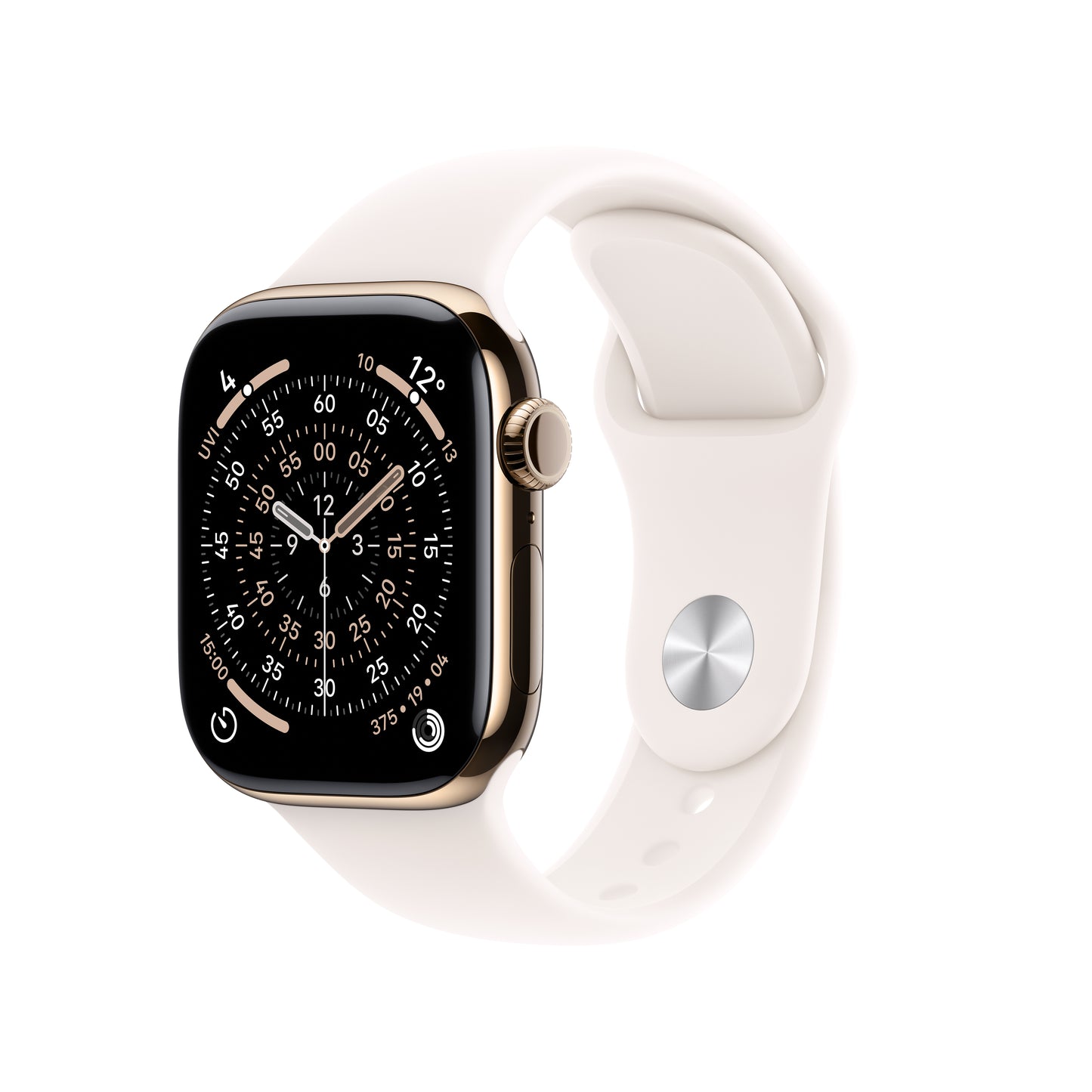 Apple Watch Series 11 GPS + Cellular 46mm Gold Titanium Case with Light Blush Sport Band - M/L