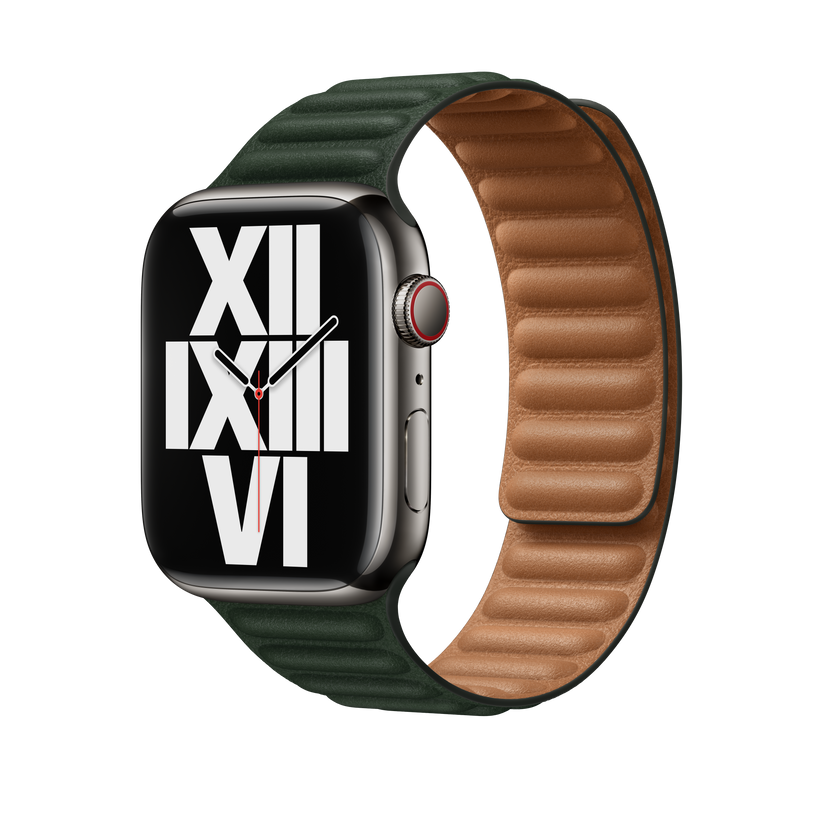 45mm Sequoia Green Leather Link - S/M