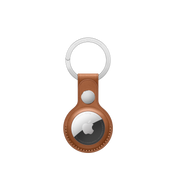 AirTag Leather Key Ring - Saddle Brown