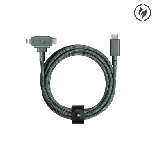 NATIVE UNION Belt Duo Cable 1.5m - Slate Green