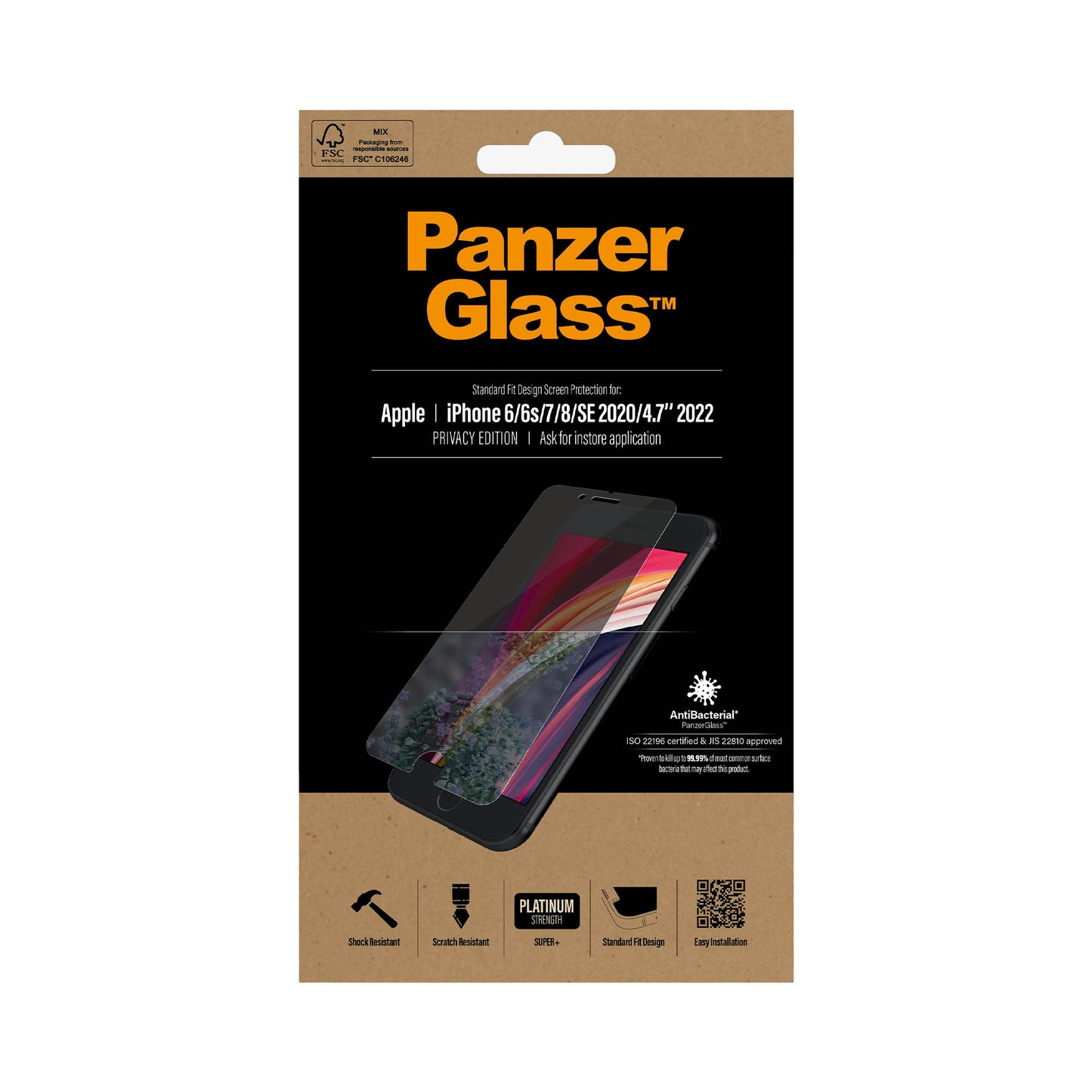 PANZERGLASS for iPhone SE 2nd-3rd Gen - Privacy