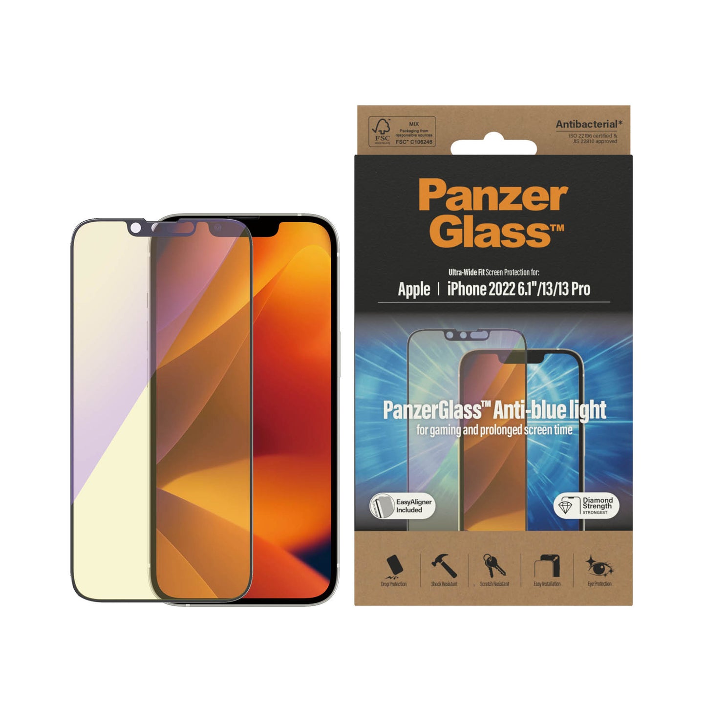 PANZERGLASS Ultra-Wide Fit Anti-Bluelight (wA) for iPhone 14 - Clear