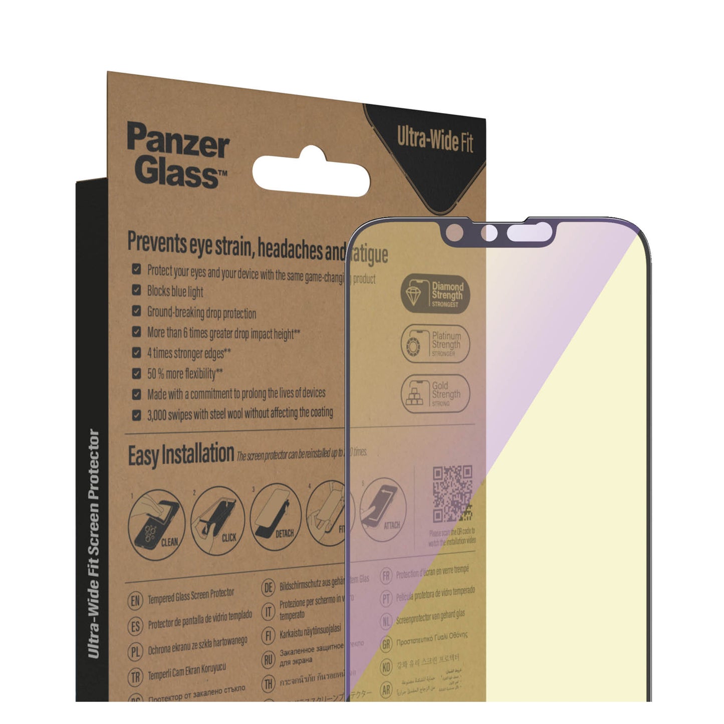 PANZERGLASS Ultra-Wide Fit Anti-Bluelight (wA) for iPhone 14 - Clear