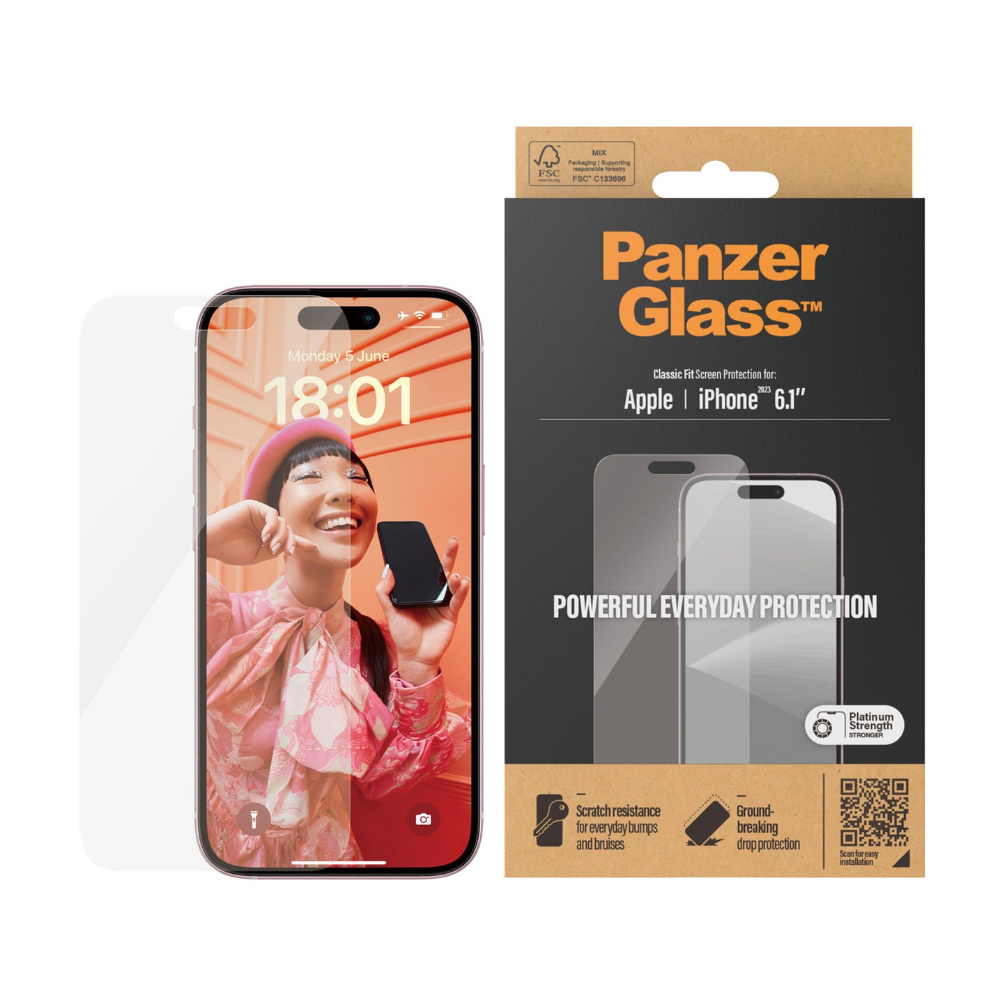 PANZERGLASS Classic Fit for iPhone 15 - Clear